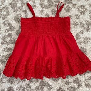 Girls Red Eyelet Tanktop - size 6-7 - GAP